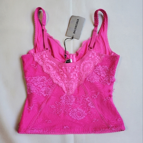 🔥FINAL PRICE DROP🔥 NWD$2,150 Balenciaga Pink Lingerie Lace Scoop Back Tank Top - Picture 11 of 16